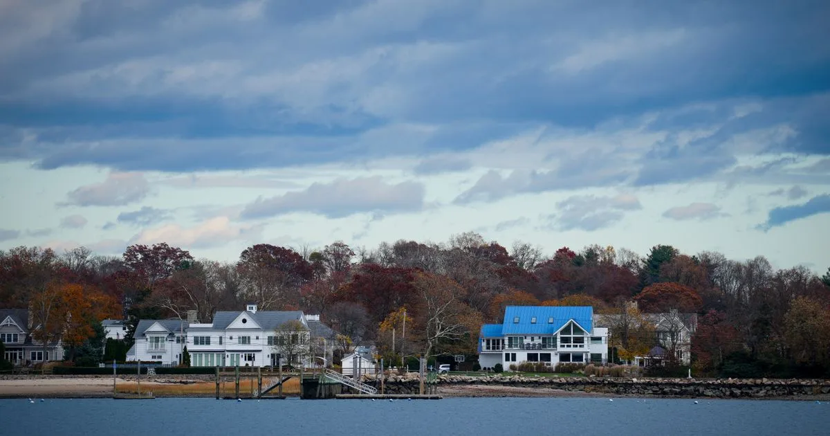 Waterfront homes in Stamford, Connecticut in autumn